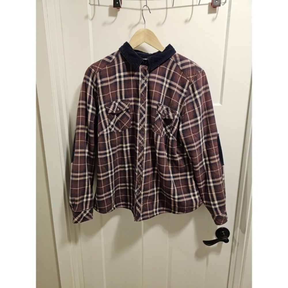 FALMER Fleece Lined Chore Coat Jacket Size 18 Check Plaid Flannel Snap Button